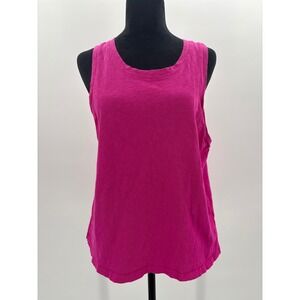 J.Crew Factory Girlfriend Tank Top Fuchsia Pink Ribbed Sleeveless Shirt Size L